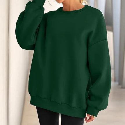 Plus Size Solid Color Sweatshirt, Casual Long Sleeve Crew Neck Pullover Sweatshirt, Women's Plus Size Clothing