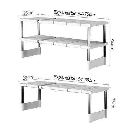 Telescopic Stackable Storage Rack Multifunctional Layered Shelf Sink Holder Wardrobe Closet Organizer