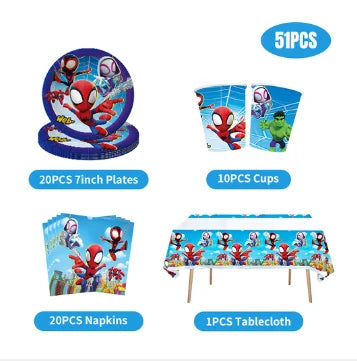 Spidey And His Amazing Friends Happy Birthday Party Decorations SpiderMan Theme Balloons Supplies Tablecloth Tableware Kids Gift