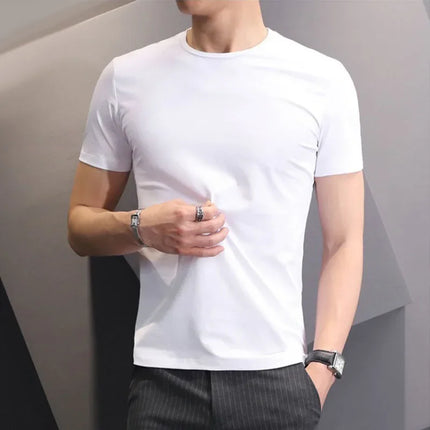 Men's T-shirts White Black Short Sleeve Loose Round Neck Bottoming Shirts Trendy Casual Solid Color Pullover Tops Male Clothing