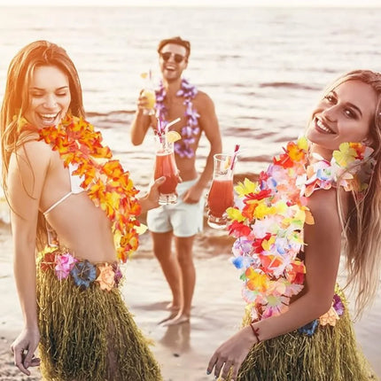 1-120Pcs Hawaiian Leis Luau  Flower Wreath Necklace Artificial Flower Garland Summer Tropical Wedding Birthday Party Decorations