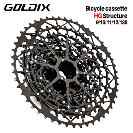 GOLDIX Ultralight MTB Cassette Freewheel k7 9/10/11/12/13 Speed HG Structure Sprocket Carbon Steel Material for Mountain Bike
