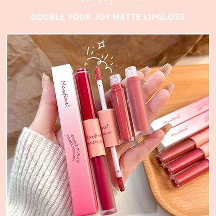 Double-Headed Lip Gloss Waterproof Moisturizing Long-Lasting Mist Matte Velvet Mirror Lip Gloss Cosmetics