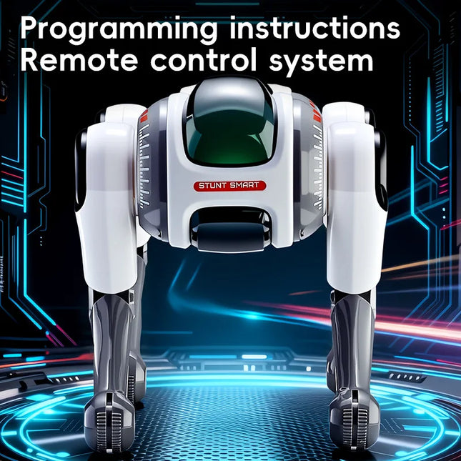 1508 Smart Remote Control Robot Dog Dual Remote AI Voice Interaction Programmable Stunt Flip Intelligent Pet Toy For Adults