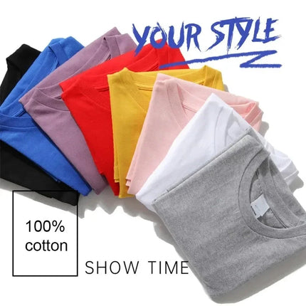Casual Loose T-shirt with Classic Print, Fashionable Summer Cotton Women's Harajuku Short Sleeve Round Neck T-shirt Tops
