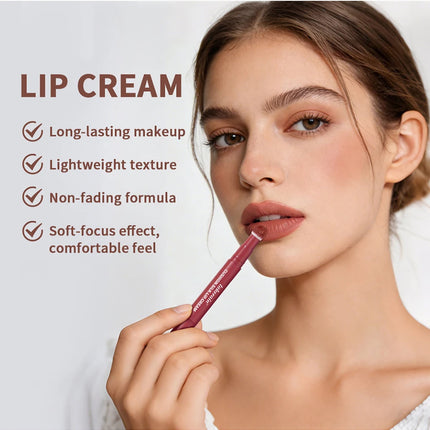 Lakerain Matte Blush Rotating Lipstick Multi-functional Lip Mud for Lips and Cheeks Long-lasting Waterproof Velvet Lip Gloss
