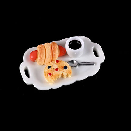 ●2sets Dollhouse Mini Kitchen Cake Bread Simulation Breakfast Set Miniature Food Play Scene Props
