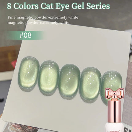 10ml Sweetheart Cat Magnetic Gel Nail Polish Soak Off UV/LED Nail Varnish Sparkling Glass Bead Cat Eye Gel Effect Nail Salon DIY