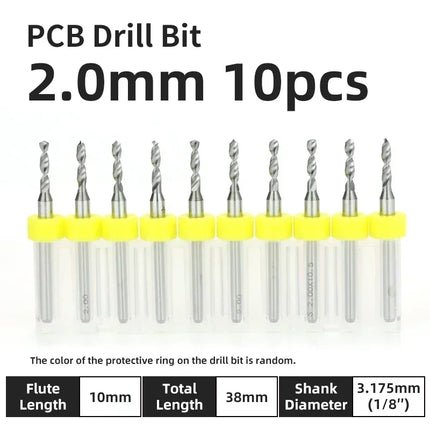 PCB Drill Bit 10pcs Tungsten Steel Micro Diameter Drill Bit Set 1/8 "Fixed Handle Mini Cnc Drill Bit 0.1-3.175mm