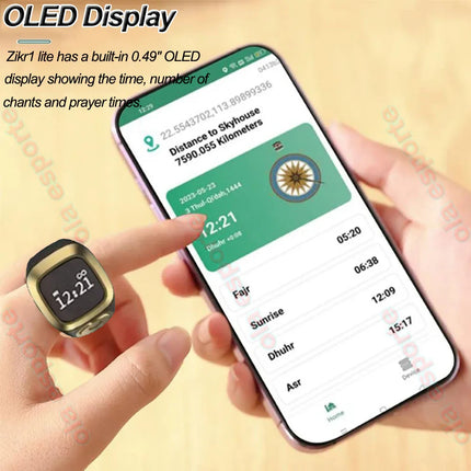 2025 IQibla Smart Zikr Ring Praise Tasbih Tally Electronic Digital Counter for Muslims Prayer Time Vibration Reminder Waterproof