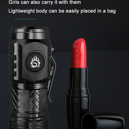 High Strong Power LED Flashlight Built-in Battery Type-C Rechargeable with Pen Clip Torch Outdoor Camping Emergency Lantern