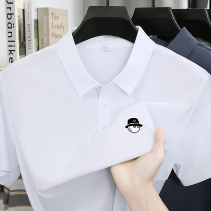 Summer Ice Silk Short Sleeve Men's Golf Brand new Polo Shirt Fashion Printed Top Comfortable Breathable Casual Business T-shirt