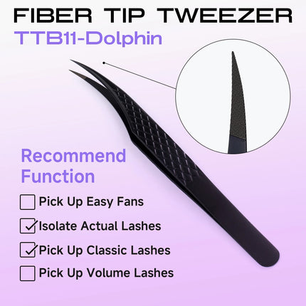Fiber Tip Lash Extension Tweezer, Titanium Black Eyelash Nano Tip Tweezer for Lash Tech Supplier