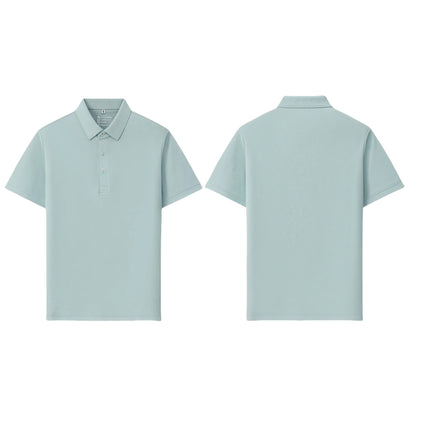 6XL Anti-Wrinkle Pearl Weave Cool Feeling Solid Color Polo Shirt Seamless Collar Four Button Men's T-Shirt Summer Breathable