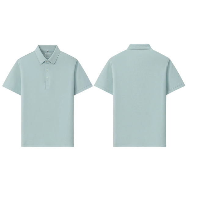 6XL Anti-Wrinkle Pearl Weave Cool Feeling  Solid Color Polo Shirt Seamless Collar  Four Button Men's T-Shirt Summer Breathable