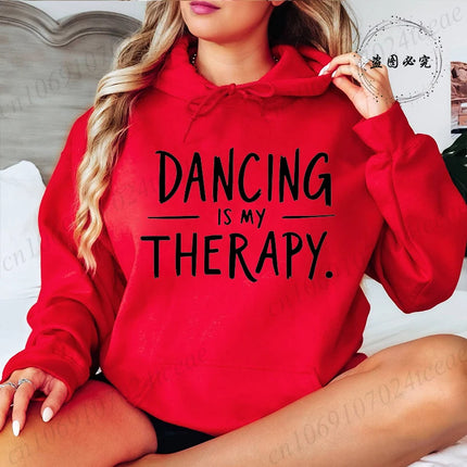 Hoodies for Women Ulzzang Grunge Y2k Aesthetic Shirt Autumn Winter Pullover Hoodies Dancing Is My Therapy Graphic Streetwear
