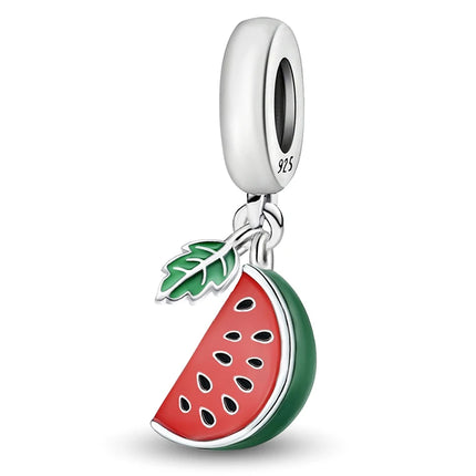 925 Sterling Silver Pink Cake Cherry Pineapple Strawberry Cherry Pendant Charm Ball Suitable for Bracelets DIY Women's Jewelry