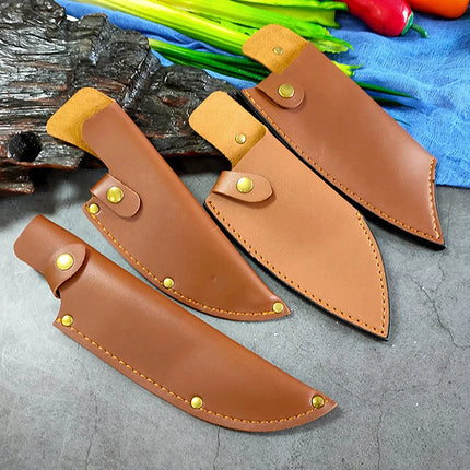 Leather Knife Sheath Knife Cover Chef Butcher Kitchen Tools Full Tang Handle Leather Knife Case Protective Bag