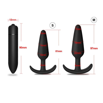 3 Sizes Anal Plug Soft Silicone Butt Plug Bullet Vibrator Stimulator Adult Sex Toys for Men/Women Anal Prostate Massager for Gay