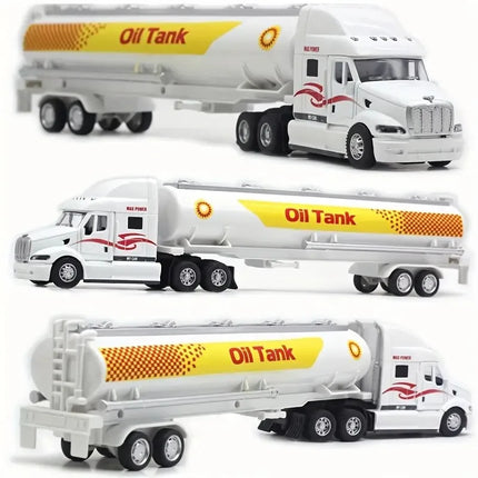 AIUAZA 1: 48 alloy oil tanker, European style American style Pull-back truck model, transport vehicle, trailer, toy car model