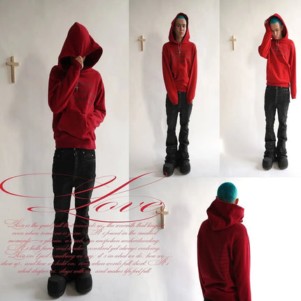 2025 Spring and Autumn Long Sleeved Hoodie Hoodie, Dark Retro Punk Printed Coat, Y2K Street Trendy Ins