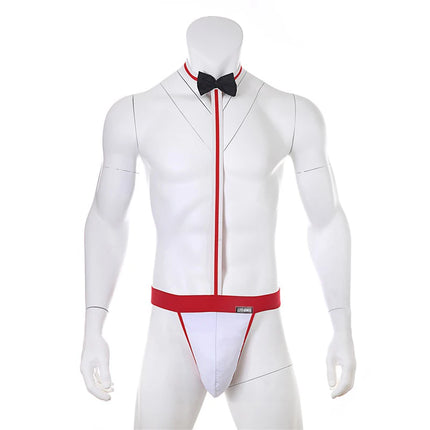 Novelty Sexy Men's Mankini Thong Underwear Erotic Lingerie Waiter Costume Suspender Bodysuit Tie Teddies