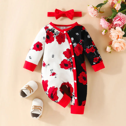 Newborn Baby Romper Love Printed Clothes Hooded Children Girl 0-1 Years Autumn Spring Infant Boy Jumpsuit Outfits 3 6 Months