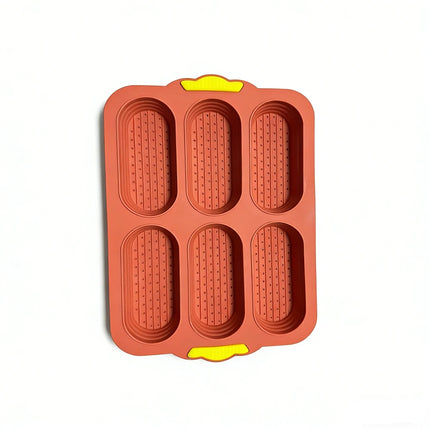 A Set of Silicone 6-Piece Baguette Bread Molds, Non-Stick Cake Baking Tray, Food-Grade Silicone Hot Dog Mold