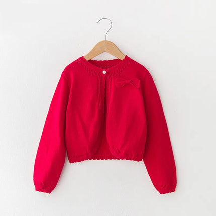 0-11yrs Red Kids Cardigan Sweater Girl Outerwear Long Sleeve Cotton Girls Jacket 1 2 4 6 8 10 11 Years Old Kids Clothes 175024
