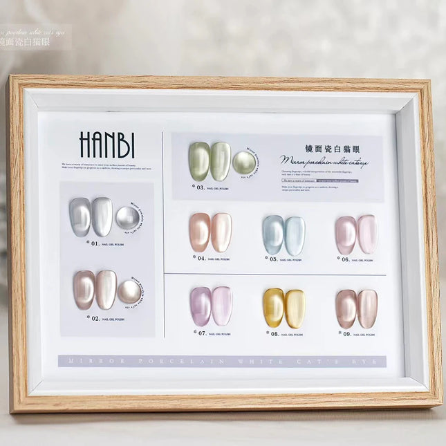 HANBI Mirror Face Cat Eye Set With Color Swatch Gel Nail Polish Magnet Gel Need Top Coat UV LED Gel Collection Nail Gel Kit