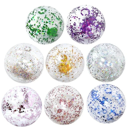 40CM Glitter Inflatable Beach Ball Transparent PVC Sparkle Water Toy 7 Colors Trendy Summer Beach Pool Party Outdoor Play for Ki