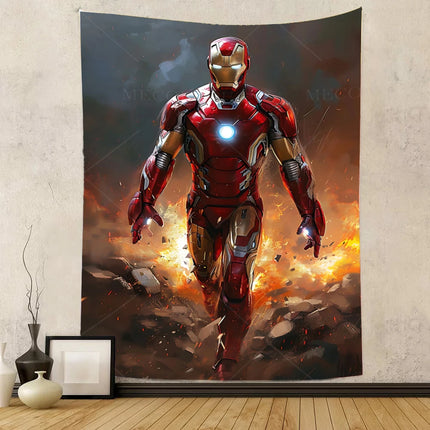 Iron Man Red Flash Backdrop for Birthday Party Decor Hero Marvel Superhero Background for Baby Shower Party Cake Table Supplies