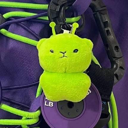 Green Alien Cat Plush Keychains Mini Galaxy Style Furry Pendant for Couples Cute Cartoon Handbag Backpacks Key Chain Decor Gifts