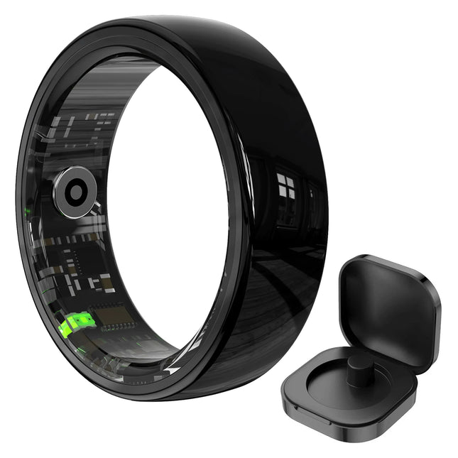 R12 Smart Ring Men Women Gesture Control Health and Sleep Monitor Multi Sport Mode 5ATM Waterproof Smart Ring with Charging Case