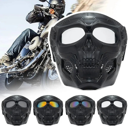 Cycling Colorful Goggles Motorcycle Skull Mask Riding Windproof Full Face Mask Paintball Game Tactical Protective Helmet Mask