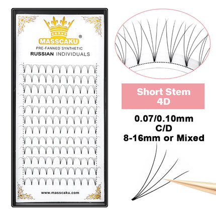 MASSCAKU Lashes Premade Wide Fans 3d/4d/5d/6d/10d/20d Short Stem Russian Volume Professional Eyelash Extensions Faux Mink
