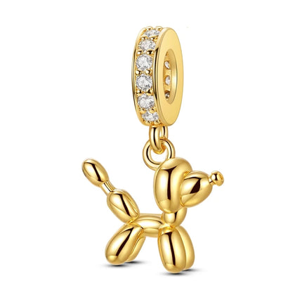 Hot Sale 925 Sterling Silver Puppy Beads & Teddy & Golden Retriever Dangle Charm Fits Bracelet Beloved Pet Pendant Gifts