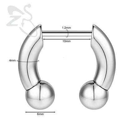 ZS 1PC 16G Buffalo Horn Nose Piercing Stainless Steel Pincher Plug In Septum Ring Stretcher Expander Gold Color Nose Ring 8mm