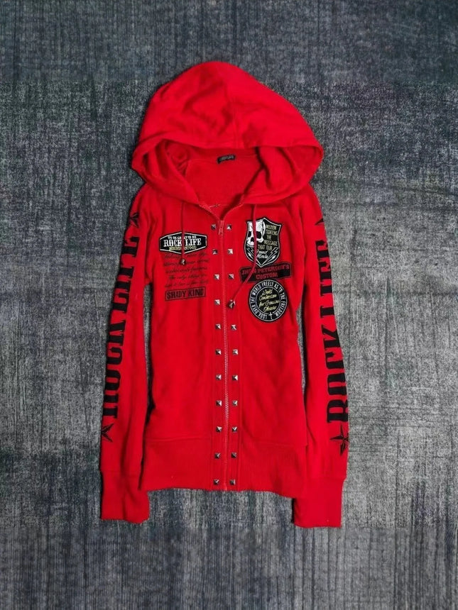 Retro Vintage Pink American Hairy Collar Hoodie with Waist cinched Girl Subculture y2k Hoodie Coat