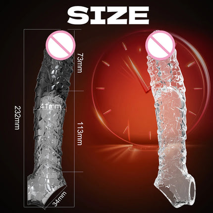 Penis Sleeve Extensions Condom Male Enlargement Delay Vibrators Clits Massager Cock Ring Vibrating Penis Cover Sex Toys For Men