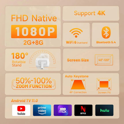 DITONG X3 plus Mini LED Projector 4K Android 1080P Full HD Home Theater Video Projector for Movies Upgraded Version
