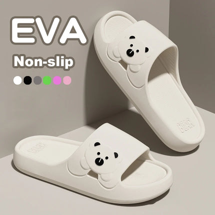 Fashion Women's Slippers Indoor Soft Sole Cartoon Bear Slides Bathroom EVA Outdoor Men Summer Beach Flip Flops Shoes Couple