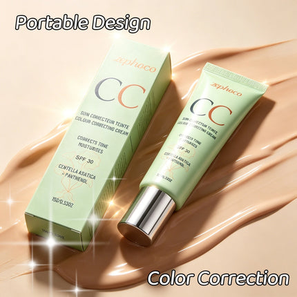 Zephoco Color Correcting Cream SPF 30 Anti UV Sun Protection Redness Blemish Cover Waterproof Centella CC Cream Foundation 15g