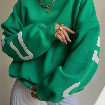 Combhasaki Women's Y2K Grunge Loose Pullover Sweatshirts Letter Print Casual Thickened Long Sleeve Tops Autumn Hoodie Streetwear