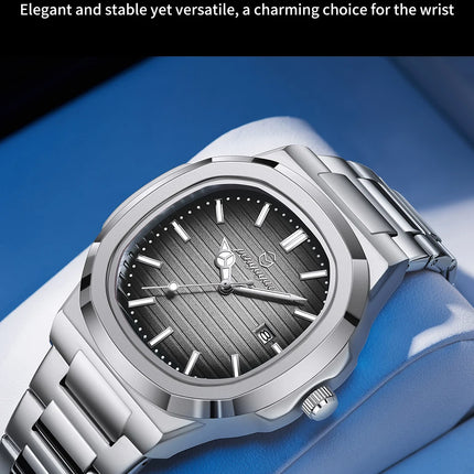 2025 New Luxury Military Man Watch Square Waterproof Luminous Date Week Men Watch Stainless Steel Quartz Men's Watches Reloj+box