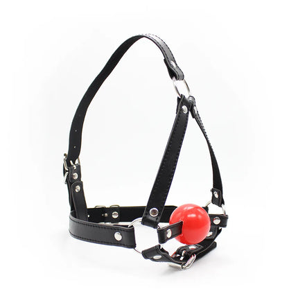 Bdsm Bondage Harness Strap Head Belts with Silicone Hollow Mouth Gag Ball and Nose Hook for Fetish Slave Role Play Sex Toys