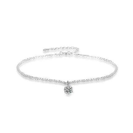 Exquisite Sparkling Silver Color Zircon Anklet for Women Elegant Simple Metal Beach Anklet Foot Chain Jewelry Birthday Gift