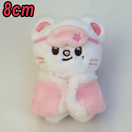 *-SKZOO Stray Kids Keychain Plush Toy Pajamas Eye Mask Keychain Decorative Animal Pink Series Mini Companion Doll DIY Products