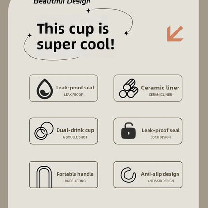 Large Capaci Cerc Inner Lid Insulated Mug Portable Car Coffee Cup Sports Water Bottle Fem High Aesthetic Value