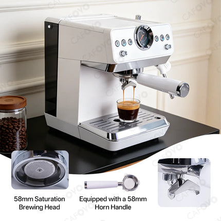 CAFOVO E160 58mm Semi-Auto Espresso Machine With PID Temp Control And Cold Brew Coffee Maker for Barista Latte Iced Americano